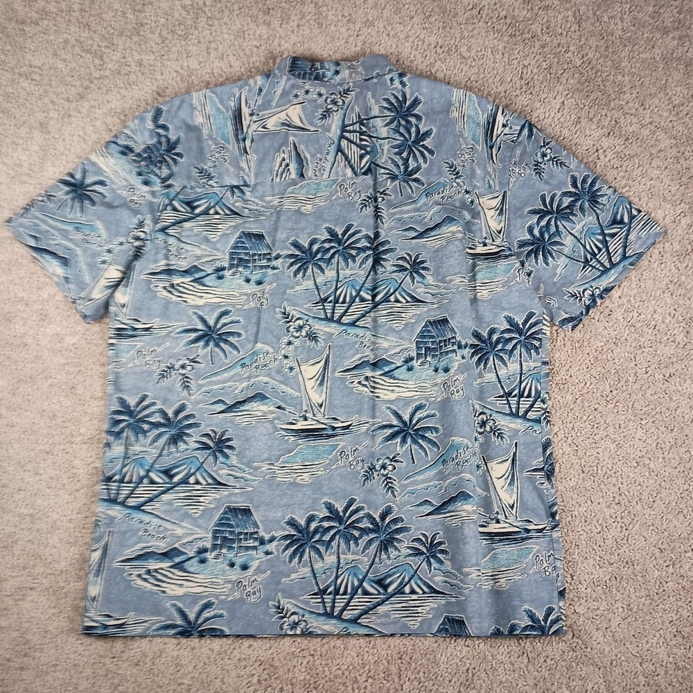 Vintage Island Shores Mens Large Blue‎ AOP Hawaiian Shirt Y2K - Picture 7 of 10